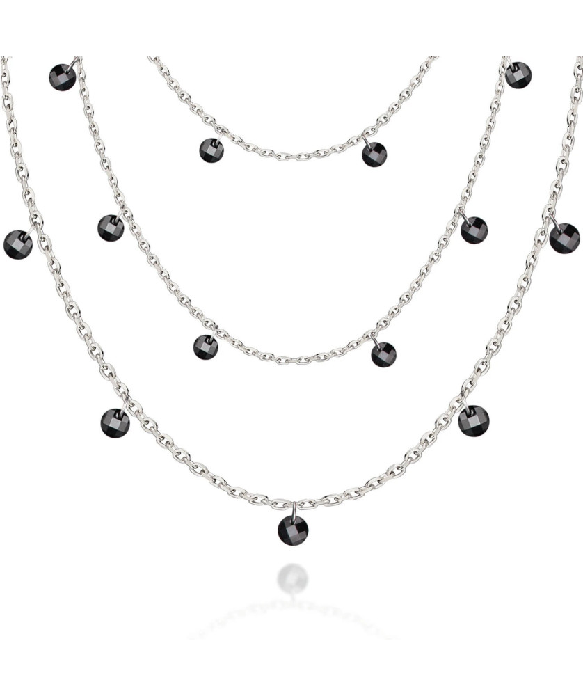 Silver necklace with black stones