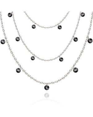 Silver necklace with black stones