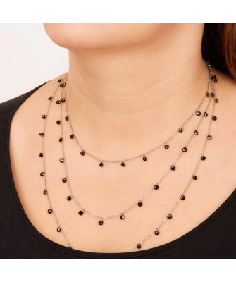 Silver necklace with black stones