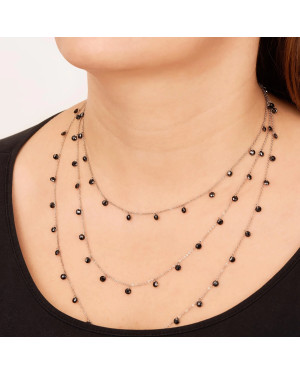 Silver necklace with black stones