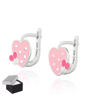 Silver Children’s Pink Strawberry Earrings