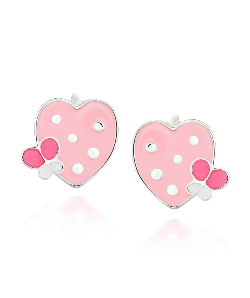 Silver Children’s Pink Strawberry Earrings