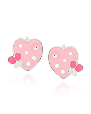 Silver Children’s Pink Strawberry Earrings