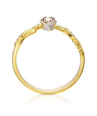 Ring with leaves white stone 8k