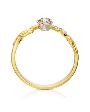 Ring with leaves white stone 8k