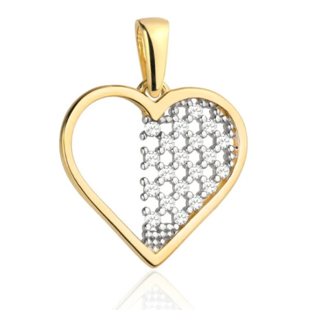 ⭐ Gold heart pendant with openwork decoration and zircons ♥ GoldJewellery