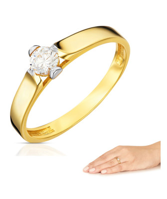 Ring with cubic zirconia 14k gold