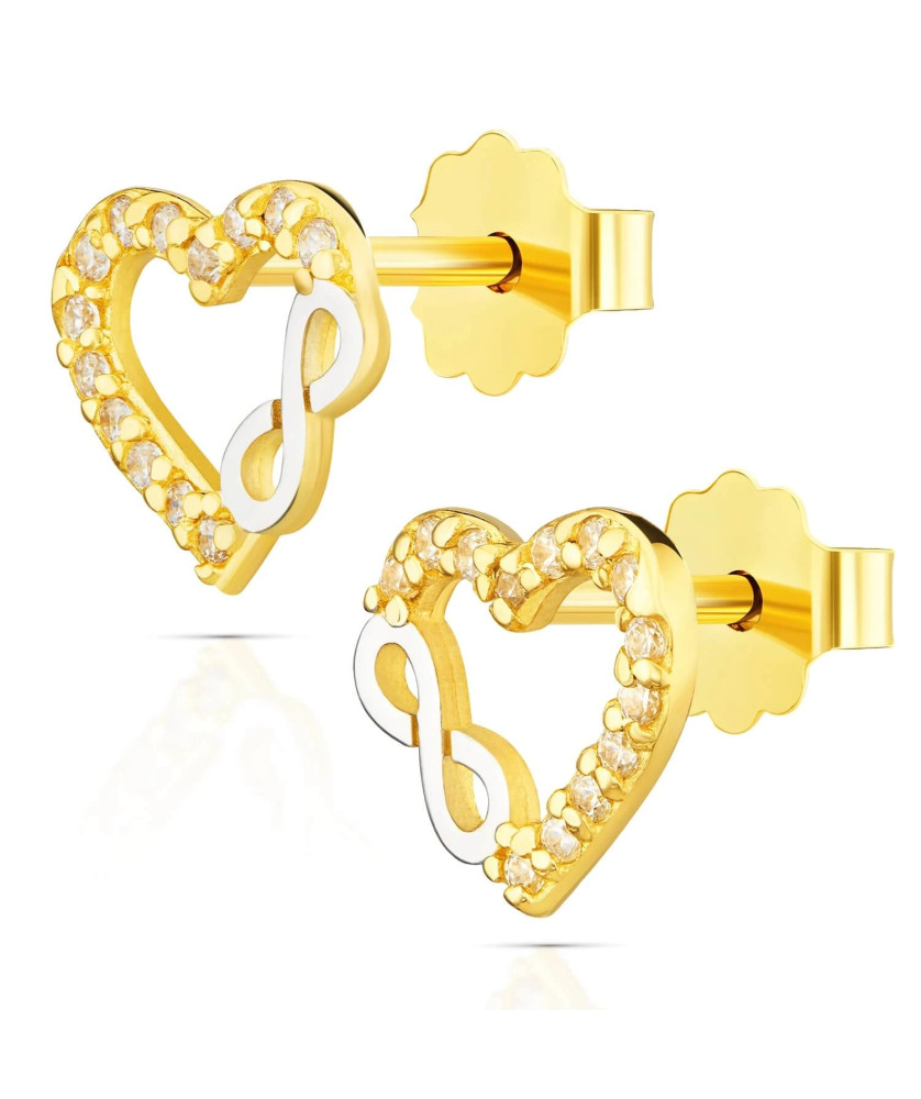Gold heart infinity earrings 8k