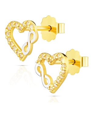 Gold heart infinity earrings 8k