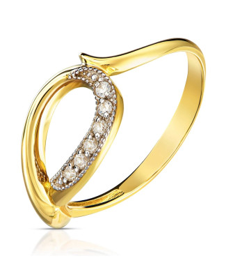 Gold interwoven ring 8k with stones