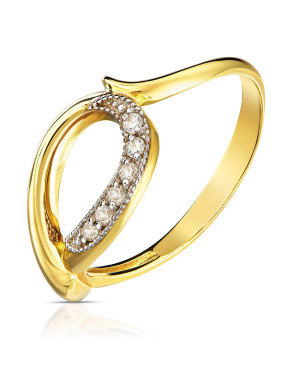 Gold interwoven ring 8k with stones