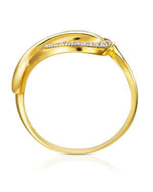 Gold interwoven ring 8k with stones