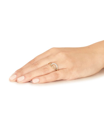 Gold interwoven ring 8k with stones