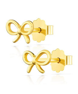 14k gold bow earrings