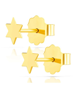 Gold mini star earrings 14k