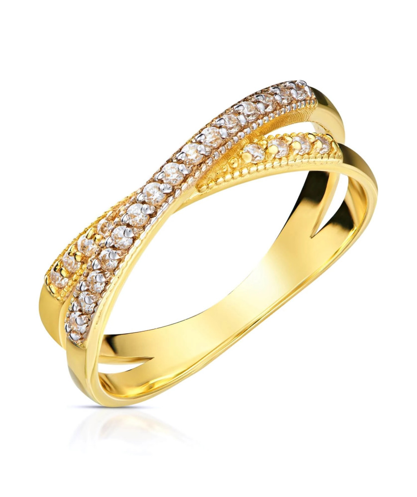 Gold ring 8k interwoven with stones