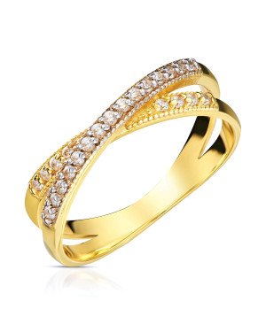 Gold ring 8k interwoven with stones