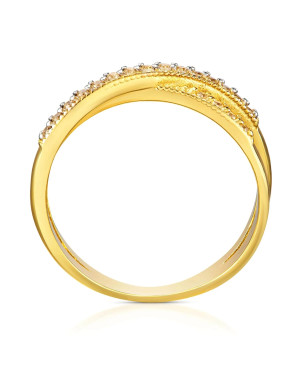 Gold ring 8k interwoven with stones