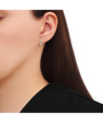 Gold earrings interwoven with wave zirconia 14k