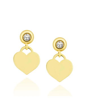 Gold heart earrings with zirconia