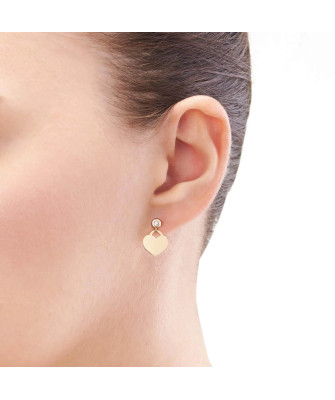 Gold heart earrings with zirconia