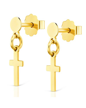 Gold stud earrings with cross 8k