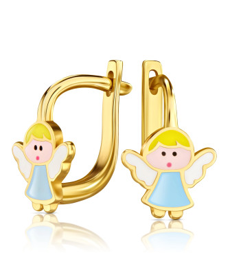 Gold children's earrings Angels 14k trial