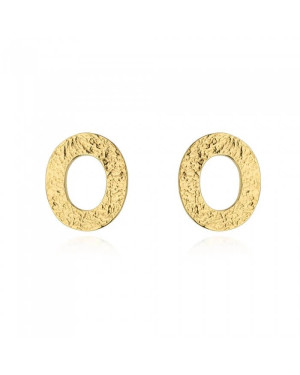 Gold Plated Silver Textured Oval Stud Earrings