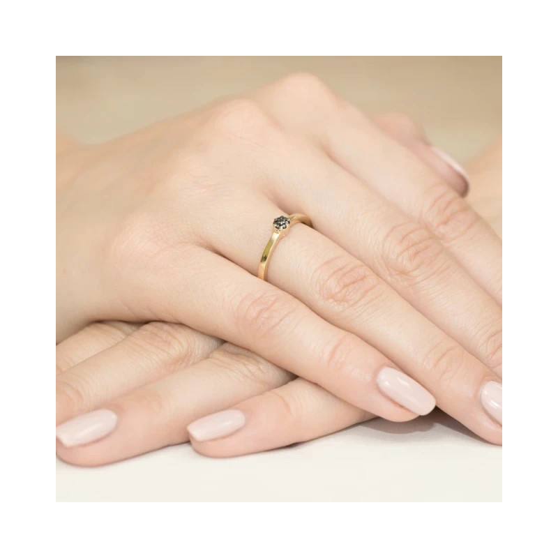 Gold ring with diamond EY-100 black diamonds | GoldJewellery