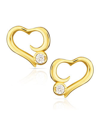Gold heart stud earrings 14k