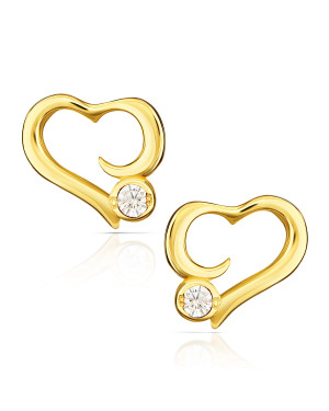 Gold heart stud earrings 14k