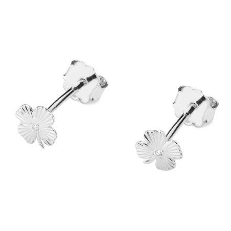 585 gold clover earrings with a 0.01ct diamond GoldJewellery