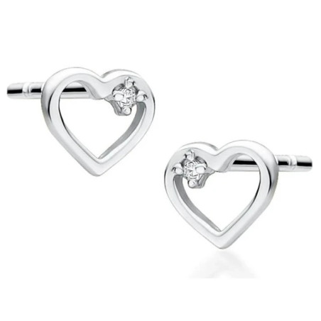 585 gold heart earrings with a 0.01ct diamond | GoldJewellery