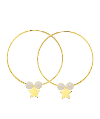 Złote Kolczyki koła Eclat  La Pearls średnica 5 cm