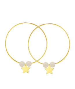 Złote Kolczyki koła Eclat  La Pearls średnica 5 cm