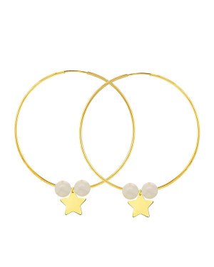 Złote Kolczyki koła Eclat  La Pearls średnica 5 cm