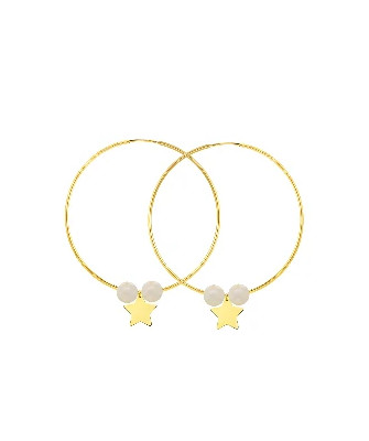Gold Hoop Earrings Eclat La Pearls diameter 5 cm