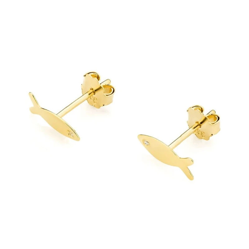 Gold Rybki earrings 585 with a 0.01ct diamond GoldJewellery Gold Rybki earrings 585 with a 0.01ct diamond GoldJewellery