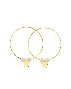 Gold Hoop Earrings Eclat La Pearls diameter 5 cm