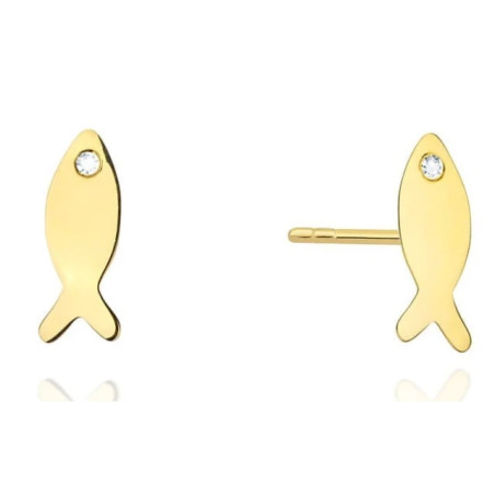 Gold Rybki earrings 585 with a 0.01ct diamond GoldJewellery
