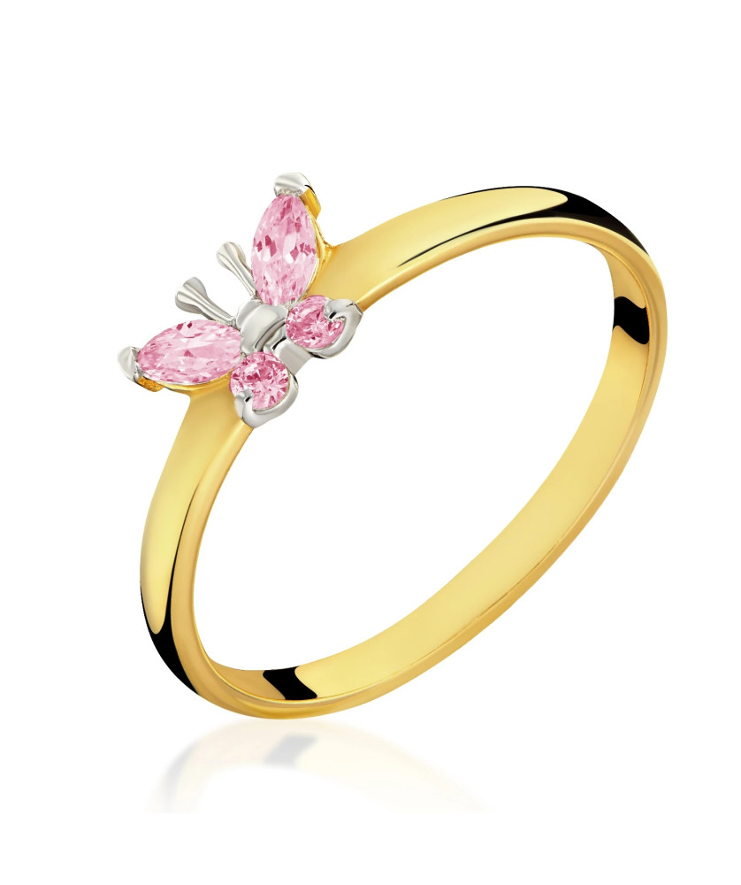14k light pink butterfly ring