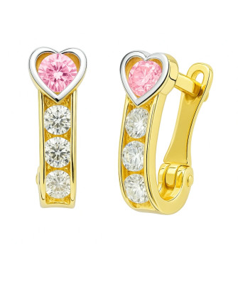 Pink heart earrings for communion 8k gold test