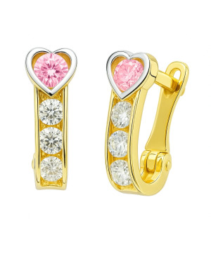 Pink heart earrings for communion 8k gold test
