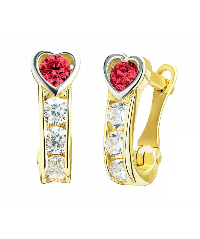 Earrings for a girl red heart 8k gold