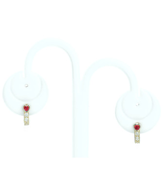 Earrings for a girl red heart 8k gold