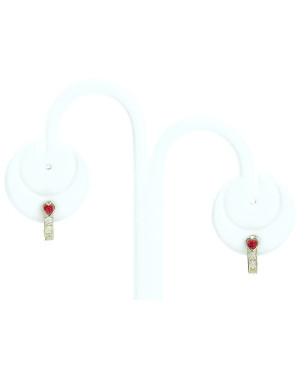 Earrings for a girl red heart 8k gold