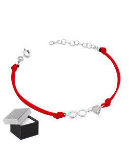 Red string bracelet heart and infinity