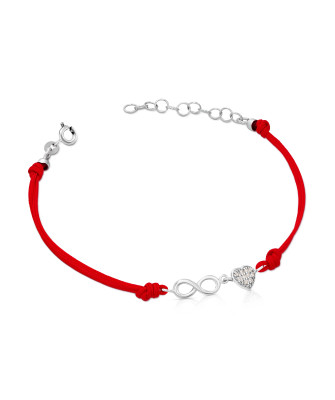 Red string bracelet heart and infinity
