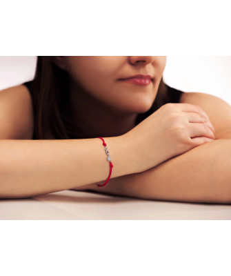 Red string bracelet heart and infinity