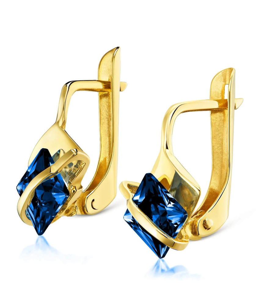 Gold earrings blue headbands 8k